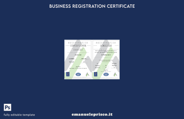 Certificato di registrazione Italia stile verificato Modello Word e PDF 1